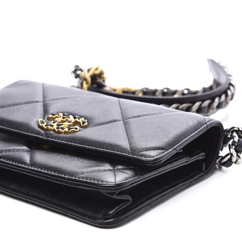 chanel lambskin quilted chanel 19 wallet on chain woc black|vintage Chanel wallet on chain.